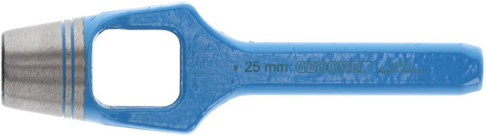 Utensile manuale con impugnatura blu-blu del marchio GEDORE e cappuccio metallico per 25 mm. Strumento idoneo per montaggio o riparazione.