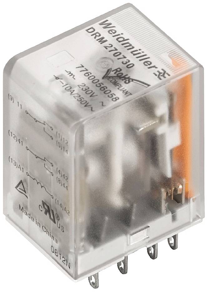 Weidmüller DRM270024L AU Relè ad innesto 24 V/DC 10 A 2 scambi 20 pz.
