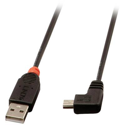 Un cavo USB con un connettore USB standard su un lato e un connettore Micro-USB ad angolo retto sull'altro lato.