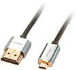 Un cavo HDMI e un cavo Mini-HDMI sono posizionati uno accanto all'altro. L'immagine mostra le differenze tra i connettori dei due tipi di cavi.