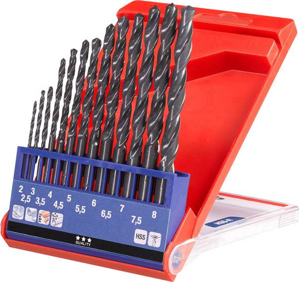kwb 424140 HSS Kit punte a spirale da metallo 13 parti 2 mm, 2.5 mm, 3 mm, 3.5 mm, 4 mm, 4.5 mm, 5 mm, 5.5 mm, 6 mm, 6.5 mm DIN 338 Alberino cilindrico 1 pz.