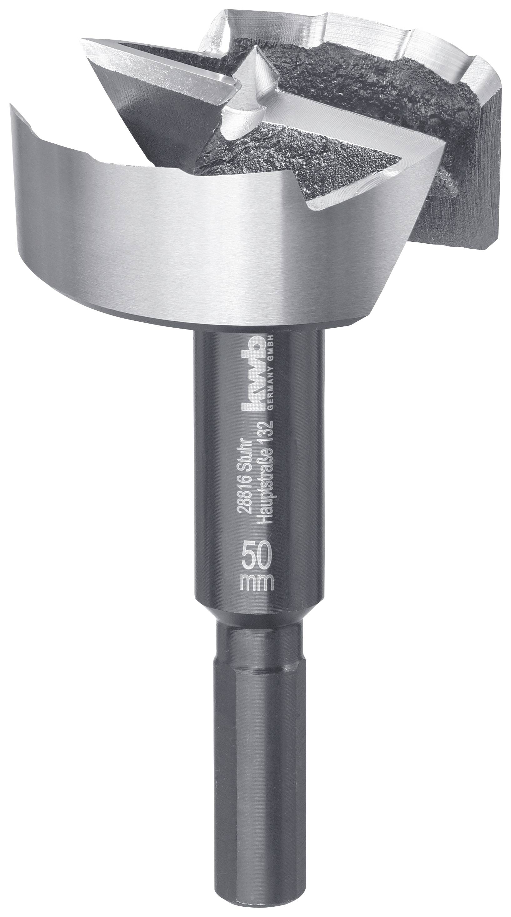 Un punte Forstner da 50 mm in metallo con bordi affilati, adatto per forature precise nel legno.