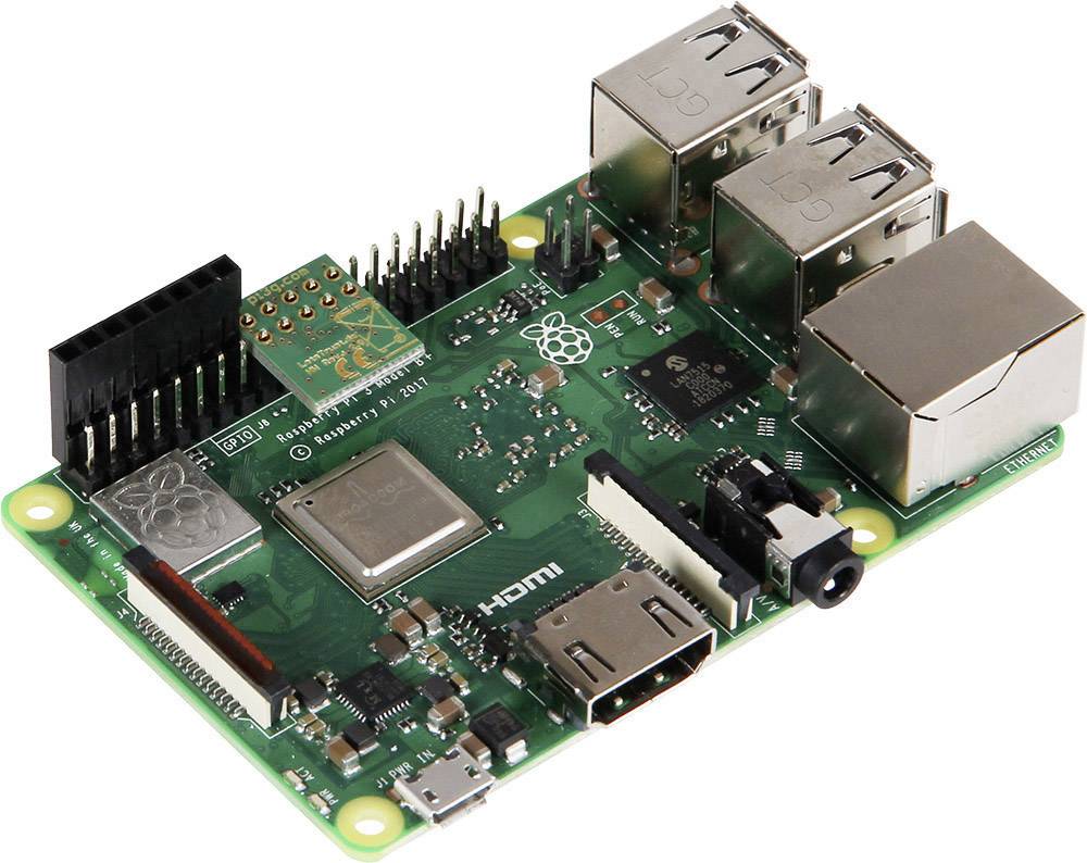 Un scheda di Raspberry Pi 3 Model B con porte USB, HDMI, audio e pin GPIO. Adatta per progetti di programmazione.
