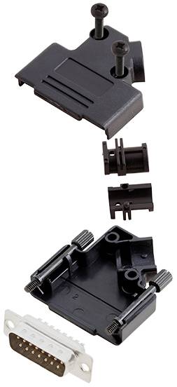 TRU COMPONENTS TCD45PKP15DMPK 7708708 KIT connettori maschio SUB-D 45 ° Numero Poli (num): 15 Punte a saldare 1 pz.