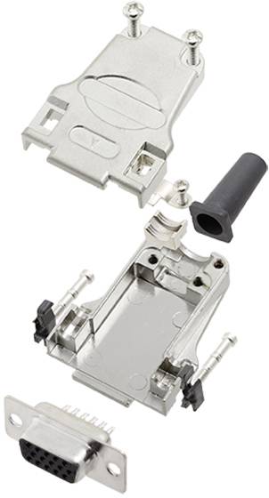 TRU COMPONENTS TCDTZF09HDS15K 7709344 KIT connettori femmina SUB-D 180 ° Numero Poli (num): 15 Punte a saldare 1 pz.