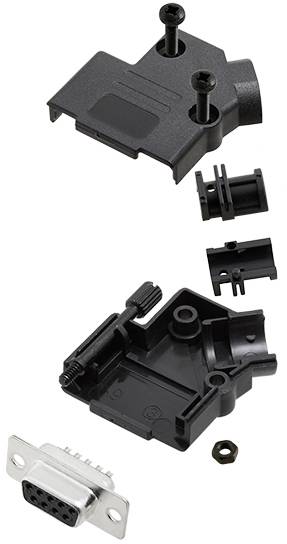 TRU COMPONENTS TCD45PKP09DMSK 7709368 KIT connettori femmina SUB-D 45 ° Numero Poli (num): 9 Punte a saldare 1 pz.