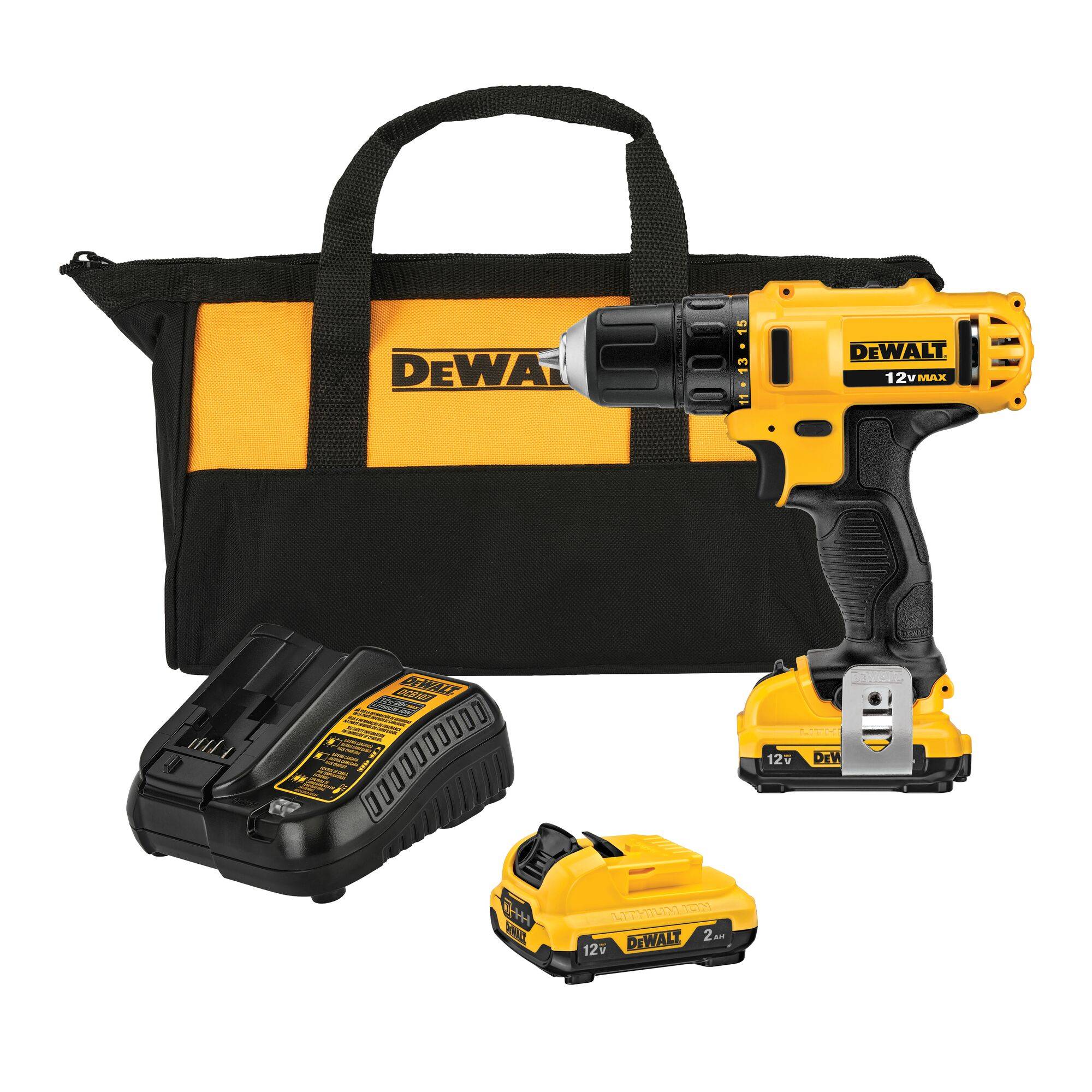 DeWALT DCD710D2-QW - Bohrer/Schrauber - schnurlos - 2 Geschwindigkeiten - Bohrfutterschlüssel 10 mm - 24 N·m - 2 Akkus --0