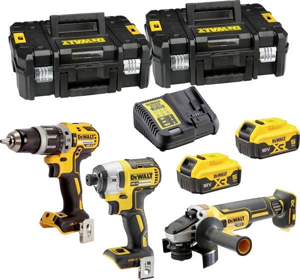 DEWALT DCK384P2T-QW DCK384P2T-QW Kit utensili Avvitatore perforatore a batteria, Avvitatore a percussione a batterie ricaricabili, Smerigliatrice angolare a batteria, Batteria ricaricabile, Caricatore per batteria  8 parti