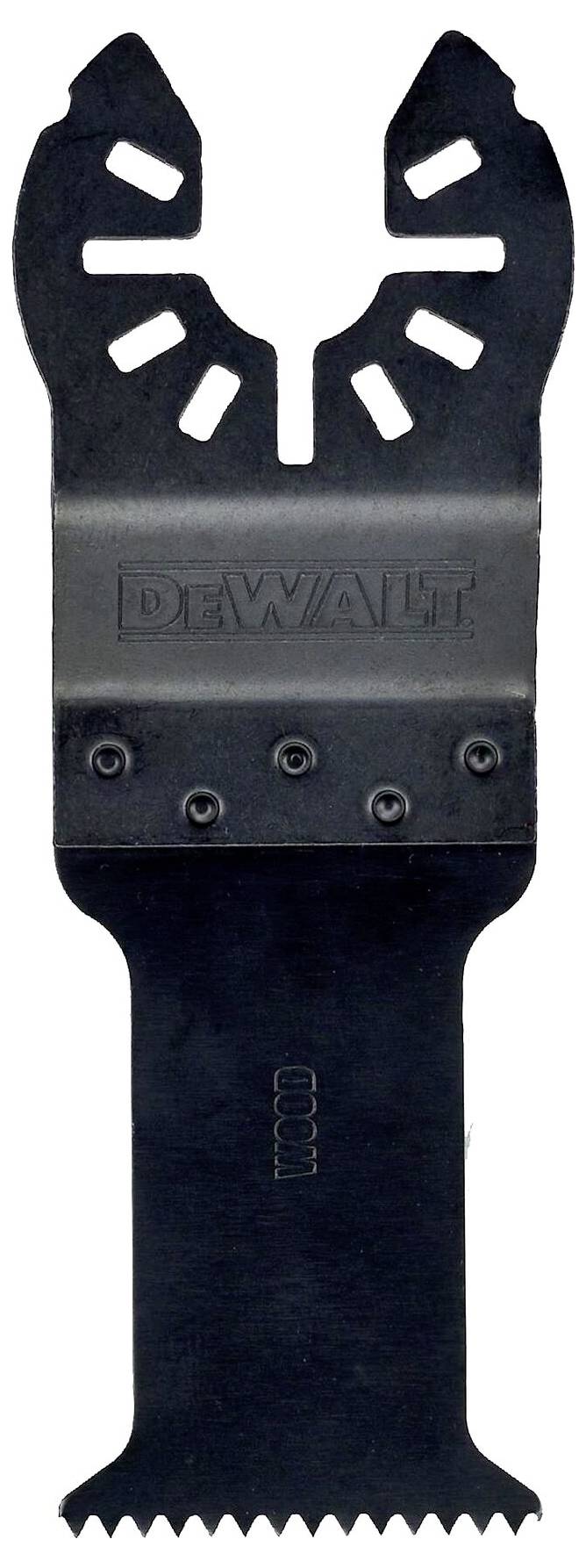 Lama per utensile multifunzione con denti da taglio e nome del marchio al centro, adatto per tagli precisi in legno e metallo.