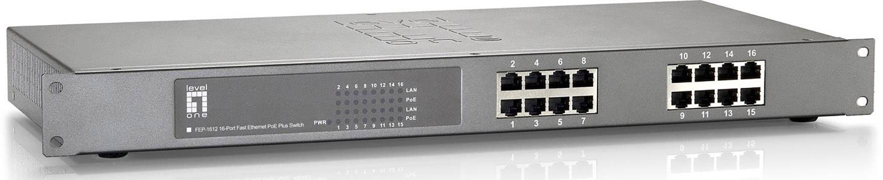 Levelone fep-1612 switch di rete non gestito fast ethernet (10/100) supporto power over ethernet (poe) grigio