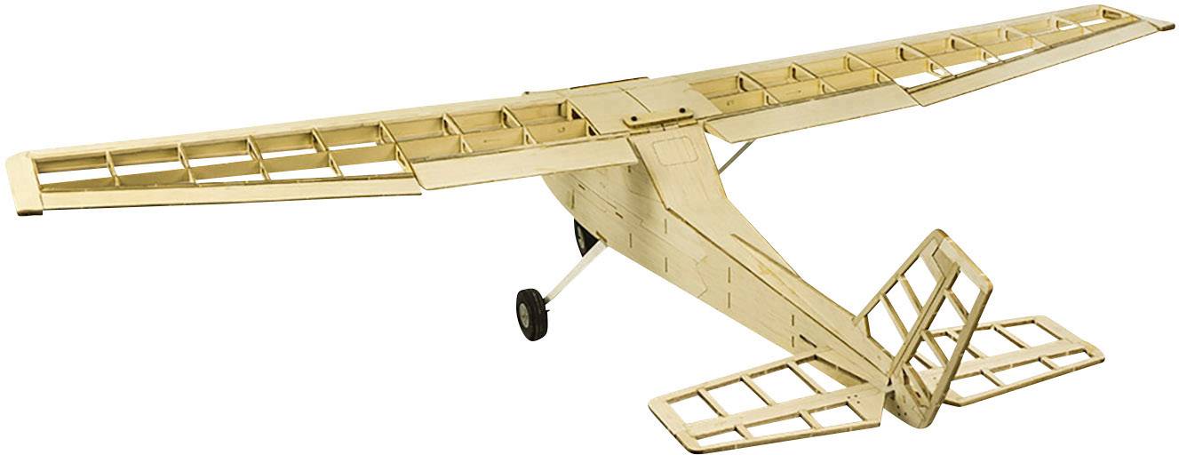 Un modellino di aereo in legno con un design dettagliato di ali e fusoliera, ideale per appassionati di modellismo e volo.