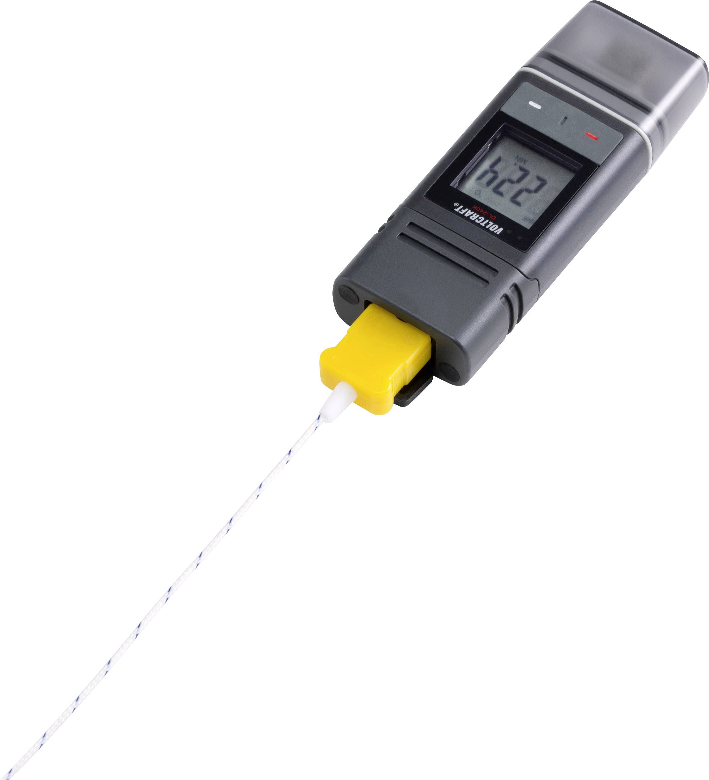 Termometro digitale con sonda a cavo che indica 22,2 gradi Celsius. Adatto per misurazioni di temperatura precise.