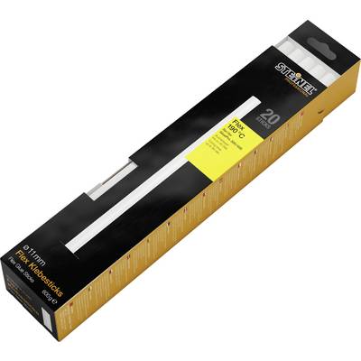 Confezione di stick per pistola a caldo, 11 mm, 20 pezzi, marca Steinel. Design nero con etichetta gialla e informazioni sul prodotto.