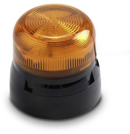 Una luce di avvertimento arancione brillante su un piedistallo nero, comunemente utilizzata per segnalare pericolo o richiamare l'attenzione.
