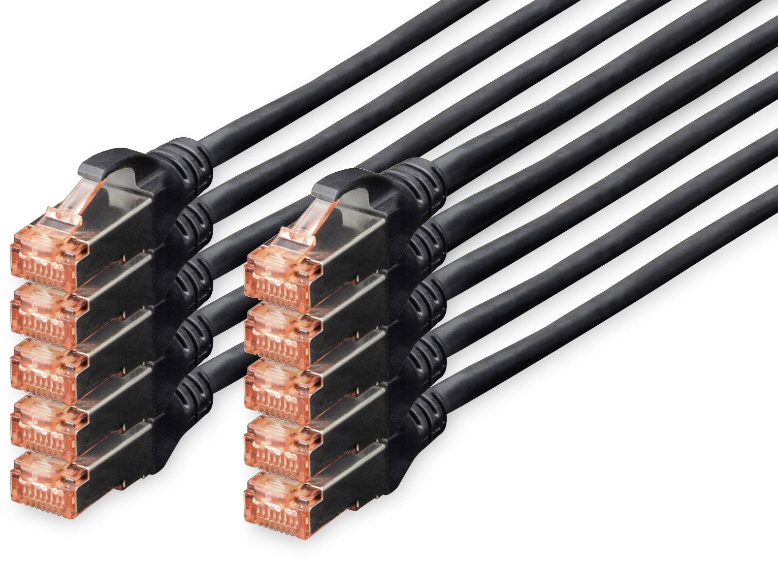 Digitus DK-1644-0025-BL-10 RJ45 Cavo di rete, cavo patch CAT 6 S/FTP 0.25 m Nero Schermatura a fogli, Schermatura totale, Schermato, Privo di alogeni, Simplex, doppia schermatura, coppie intrecciate 10 pz.