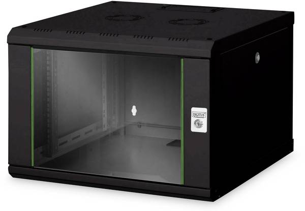 Digitus DN-19 07U-6/6-SW Armadio rack da parete 19" (L x A x P) 600 x 420 x 600 mm 7 U Nero, Nero (RAL 9005)