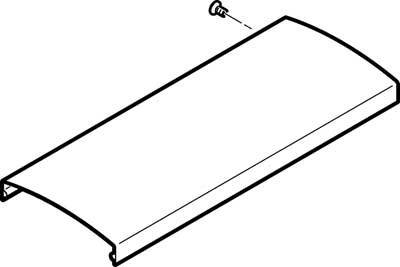Diagramma in bianco e nero di una copertura con vite, che mostra il passaggio di montaggio.