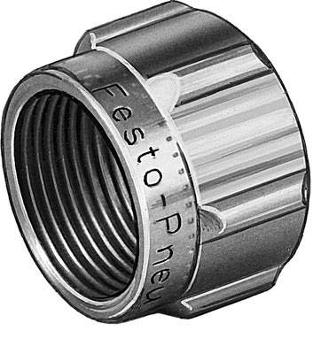 Boccole metalliche con la scritta 'Festo Pneumatica'. Mostra un componente importante per sistemi pneumatici.