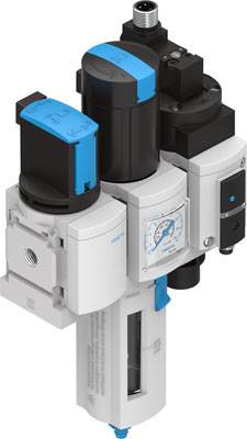 Un dispositivo pneumatico di manutenzione ad aria compressa con manometro e comandi blu, utilizzato per applicazioni industriali.