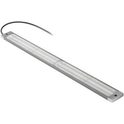 Barra luminosa LED sottile e rettangolare con cornice in metallo e cavo, idonea per l'illuminazione di piani di lavoro o mobili.