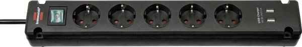 Brennenstuhl 1150660315 Multipresa con interruttore 5 scomparti Nero Schuko 1 pz.