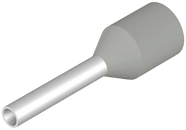 Un involucro metallico cilindrico grigio con estremità rastremata, probabilmente parte di un sistema meccanico più ampio.