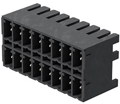 Multipresa nera con 16 prese quadrate disposte su due file.
