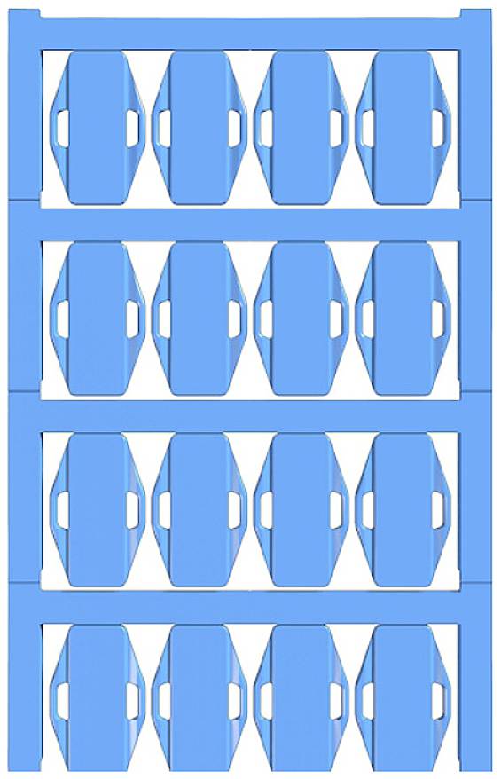 Un diagramma mostra quattro file di scatole pieghevoli blu impilate in uno scaffale, disposte in modo da risparmiare spazio.