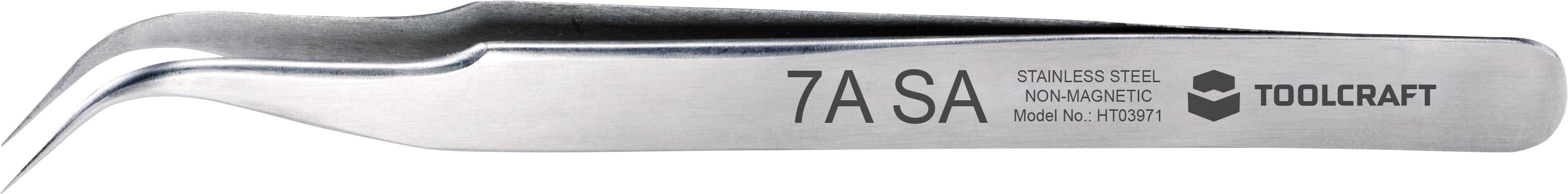 Pinzette in acciaio inossidabile, modello '7A SA' di TOOLCRAFT. Non magnetica, a punta sottile per lavori di precisione.