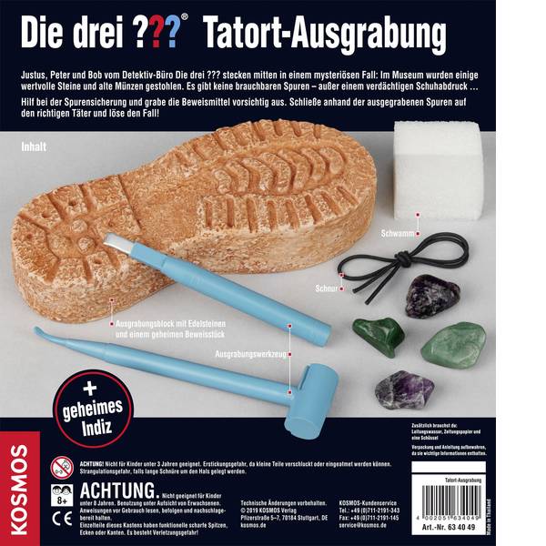 Kit esperimenti e pacchetti di apprendimento - Kit esperimenti Kosmos Die drei ??? Tatort-Ausgrabung 634049 da 8 anni - Kit esperimenti e pacchetti di apprendimento - Kit esperimenti Kosmos Die drei ??? Tatort-Ausgrabung 634049 da 8 anni -