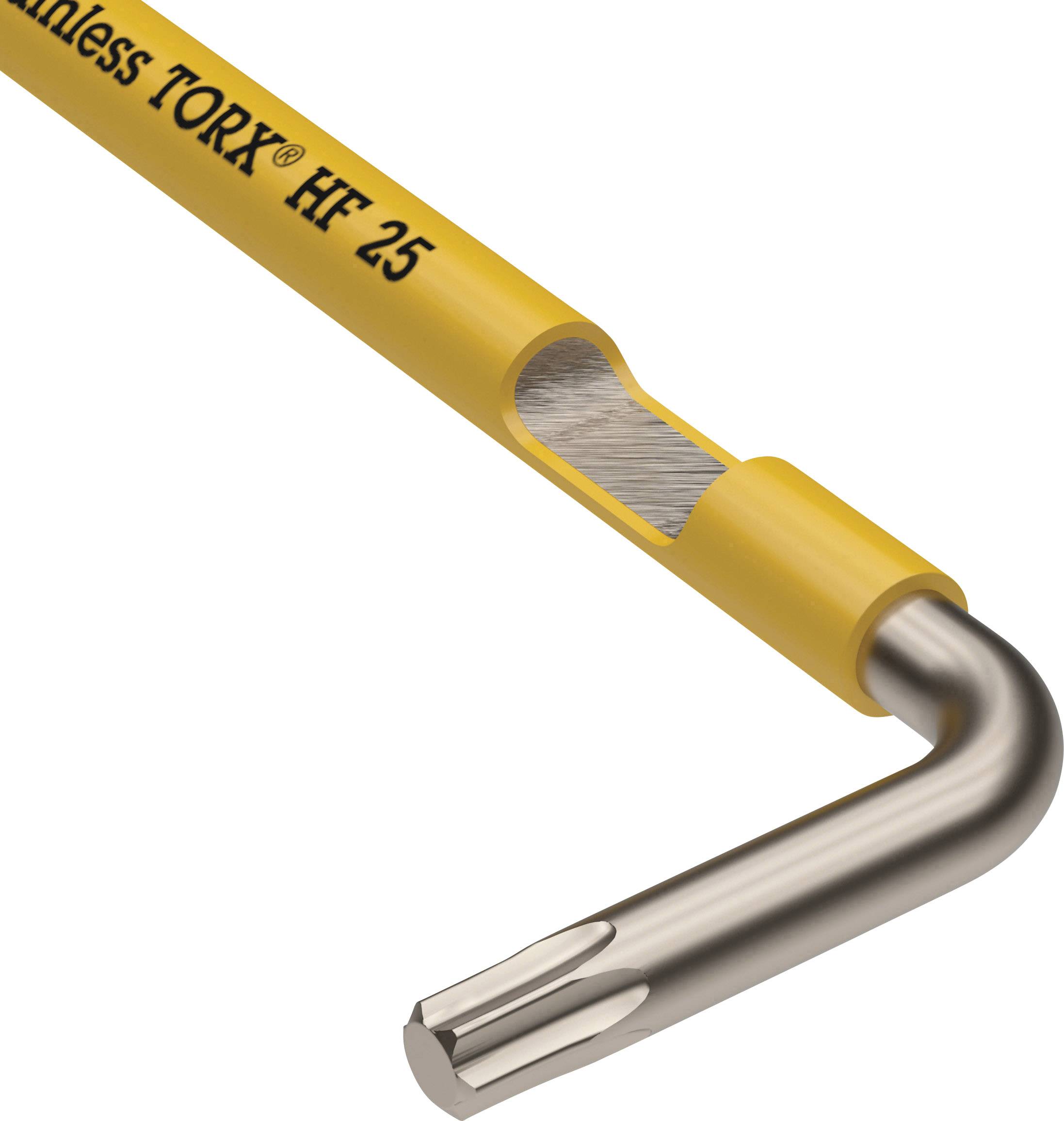 Cacciavite con impugnatura a T gialla con testa TORX® per avvitature precise.