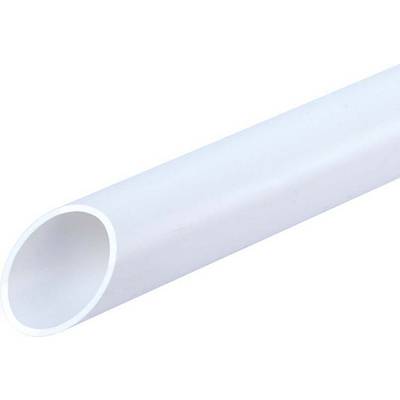 Un tubo di plastica bianco, leggermente curvo, mostra la sezione trasversale aperta dell'estremità. Lo sfondo è di un unico colore.