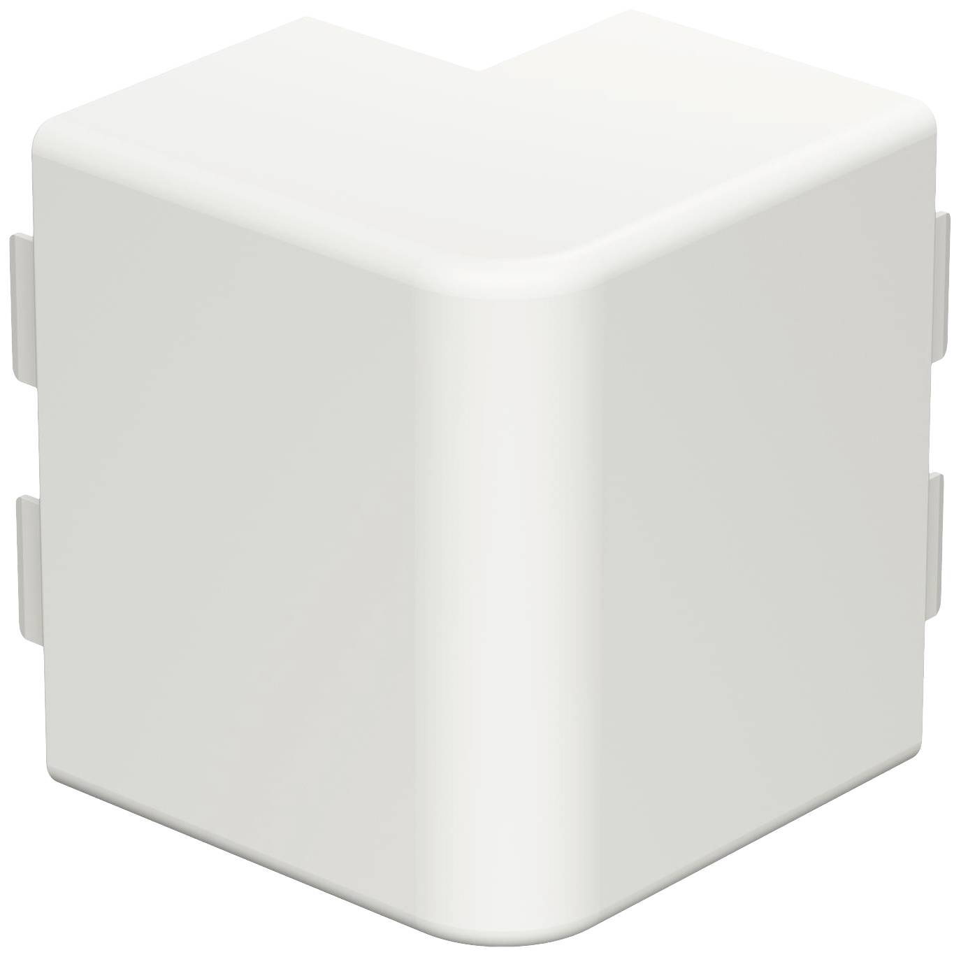 Semplice raccordo angolare bianco con bordi arrotondati per applicazioni di costruzione modulare, dal design funzionale e minimale.