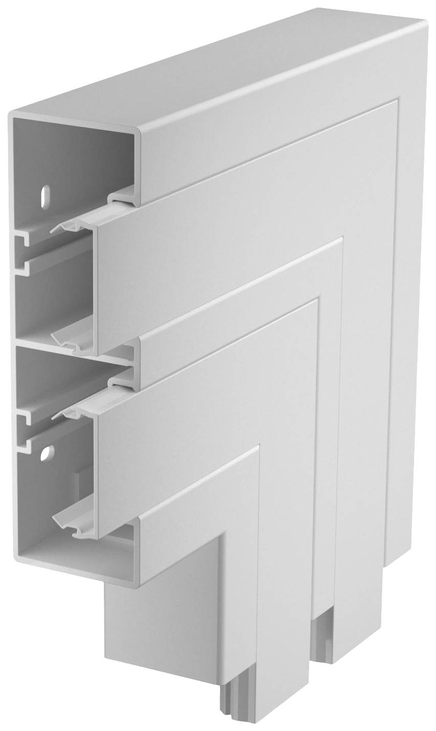 Una sezione trasversale di un profilo per finestre bianco in PVC con più camere che garantiscono isolamento termico e stabilità.