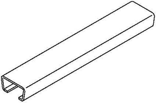 Disegno schematico di un profilo cavo con un lato aperto. Mostra la forma e la struttura di base di un canale rettangolare.