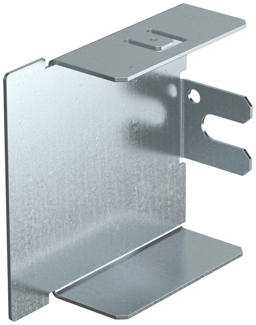Profilo angolare metallico con base rettangolare, due lati verticali e un uncino estensibile. Utilizzato per fissare pannelli.