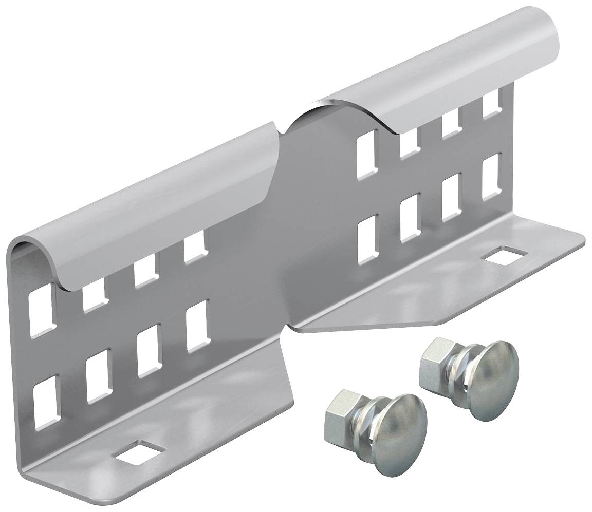 Set di morsetti di montaggio in metallo grigio con fessure rettangolari. Include due viti corrispondenti con teste piatte.