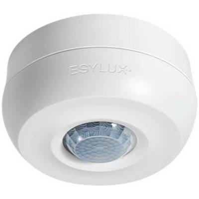 Rilevatore di movimento da soffitto bianco con lente blu, adatto per il controllo automatico dell'illuminazione in ambienti interni.