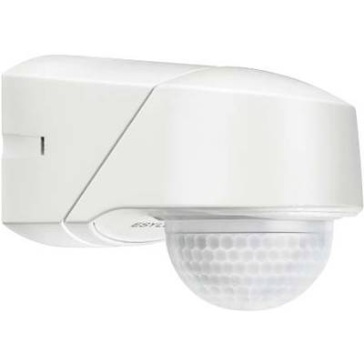 Rilevatore di movimento montato su una parete, in involucro bianco. Adatto per sistemi di sicurezza o illuminazione.