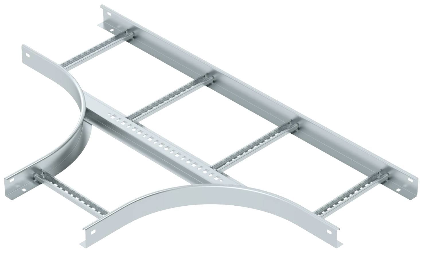 Canalina portacavi in metallo con design curvato, adatta per la gestione dei cavi in installazioni tecniche.
