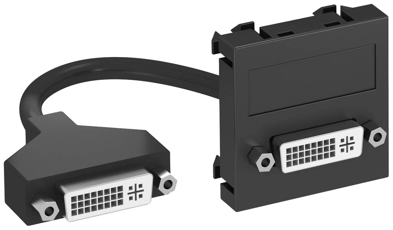 Illustrazione di un adattatore DVI con cavo che collega due connettori DVI. Adatto per la trasmissione di segnali video.