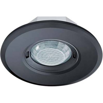 Plafoniera rotonda nera con vetro strutturato al centro; design moderno, adatta per illuminazione d'interni.