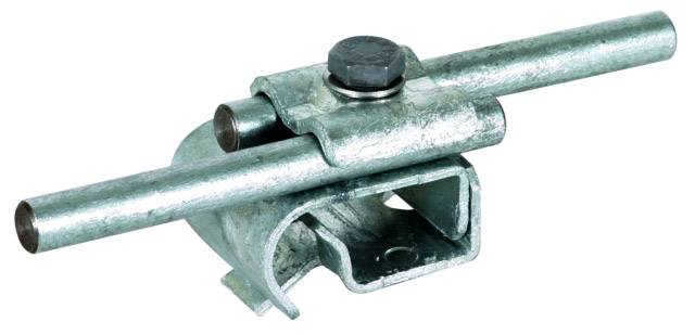 Connettore tubolare metallico con vite, utilizzato per fissare in modo sicuro due tubi. Adatto per applicazioni industriali.