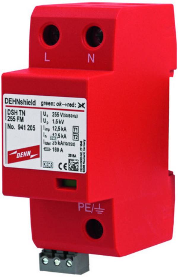 DEHN 941205 DSH TN 255 FM Scaricatore combinato  Protezione da sovratensioni per: Armadi di distribuzione 25 kA  1 pz.