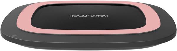 REALPOWER FreeCharge10 Schwarz/Rose Kabellose Ladestation fuer Smartphones 10W inklusive Schnellladeadapter (266105)