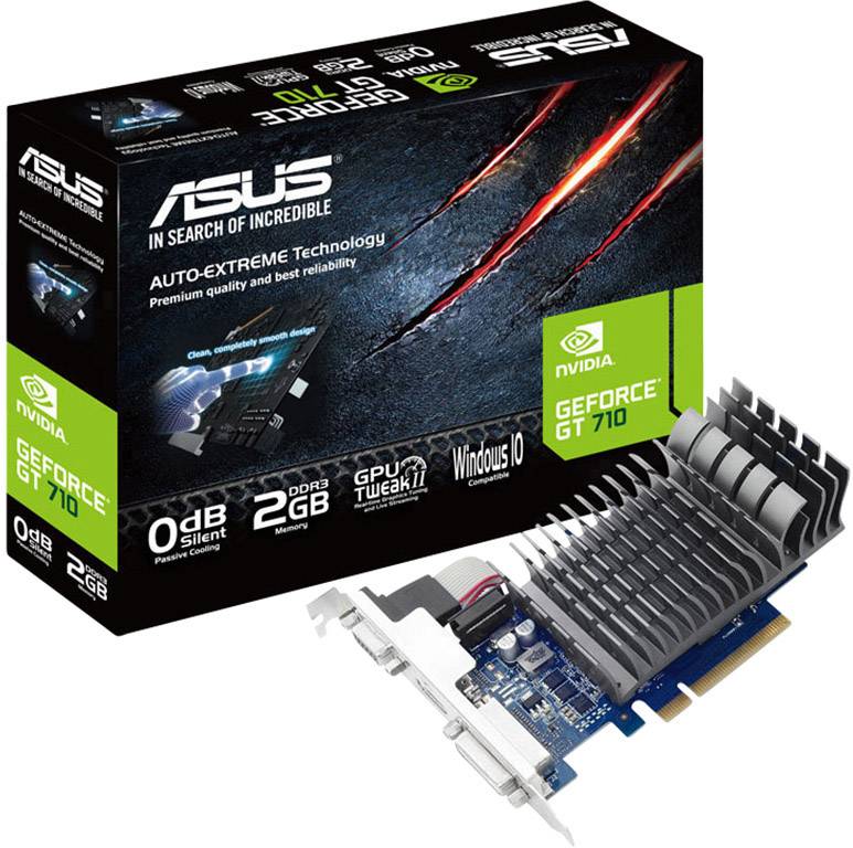 Asus Scheda grafica Nvidia GeForce GT710 2 GB RAM GDDR5 PCIe HDMI ™, DVI, VGA Raffreddamento passivo