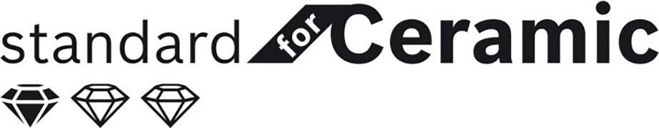 L'immagine mostra il logo 'standard for Ceramic' con tre simboli di diamante sotto di esso.