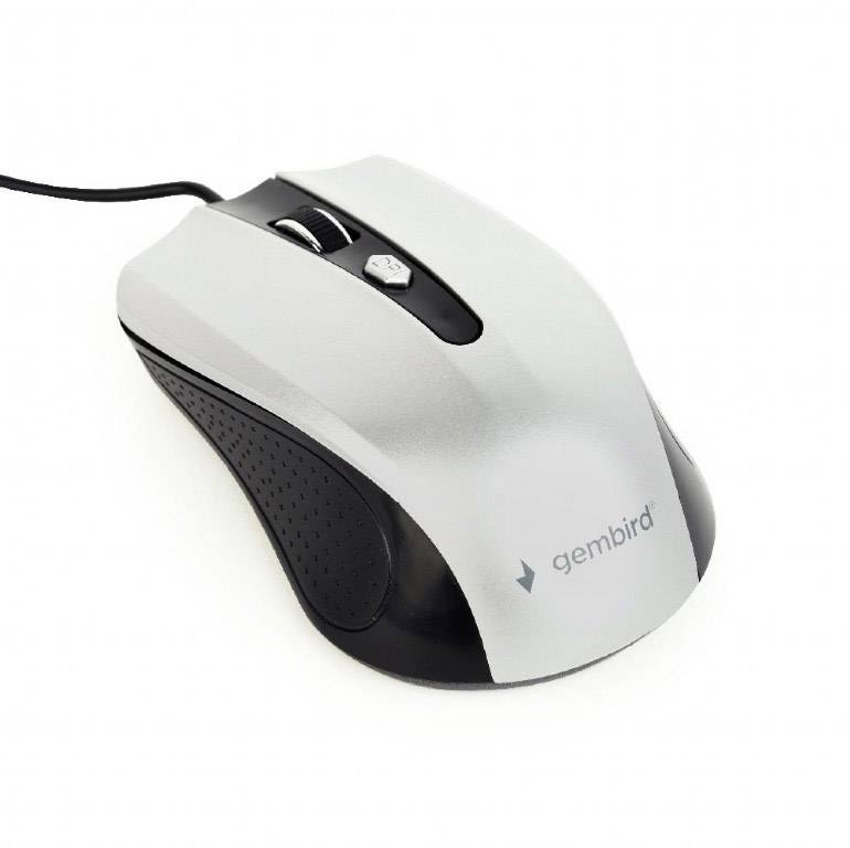 Gembird MUS-4B-01-BS Mouse USB Ottico Nero, Argento 4 Tasti 800 dpi, 1000 dpi, 1200 dpi Porta USB-0