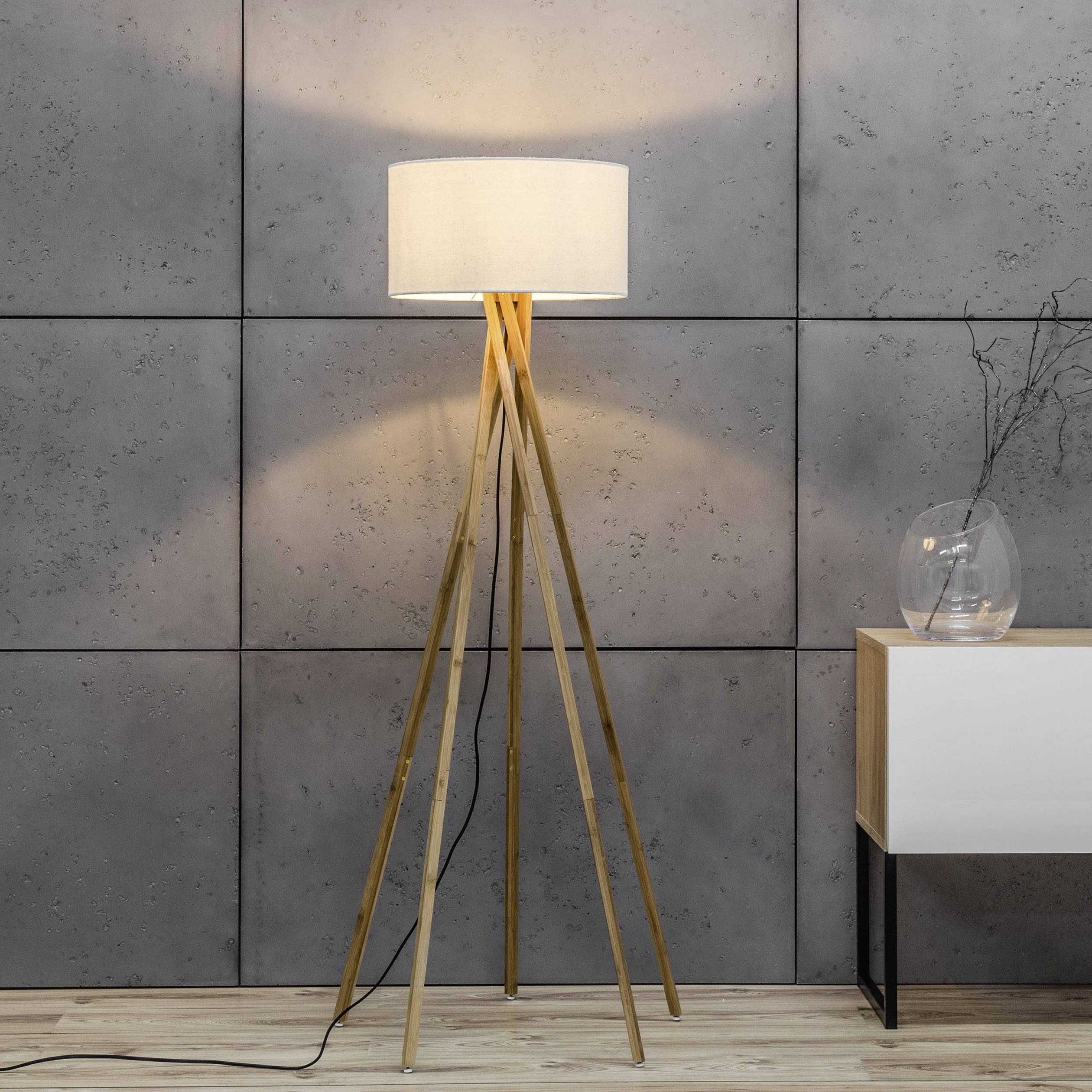 Brilliant Brandon 94917/05 Lampada a stelo LED (monocolore) E27 40 W Bianco, Legno (chiaro)
