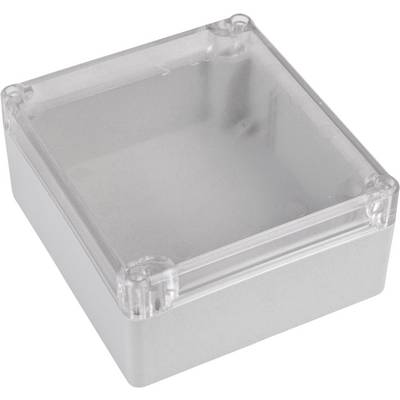 Scatola trasparente in plastica con coperchio removibile, ideale per conservare piccoli oggetti.